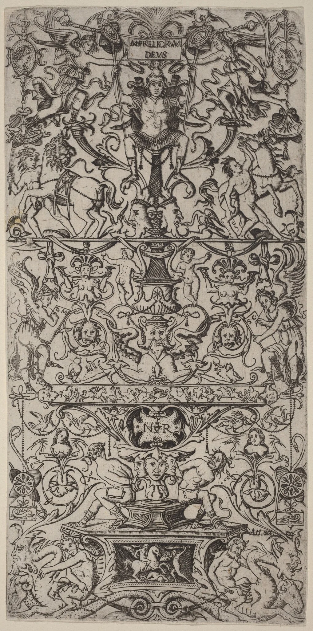 Ornament Panel: Mars, God of Battles, by Nicoletto da Modena, ink, 1507