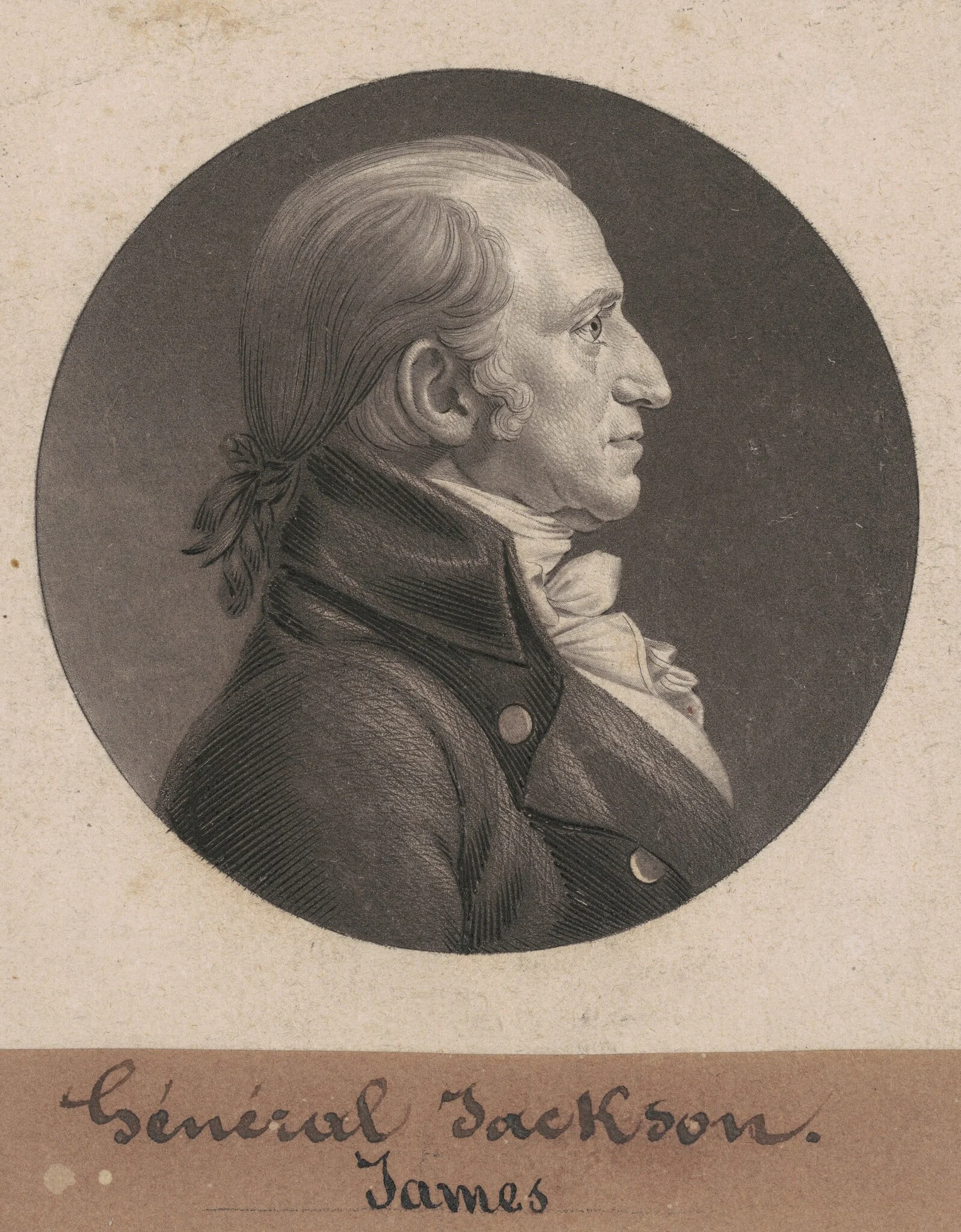 James Jackson, by Charles Balthazar Julien Févret de Saint-Mémin, ink, 1805