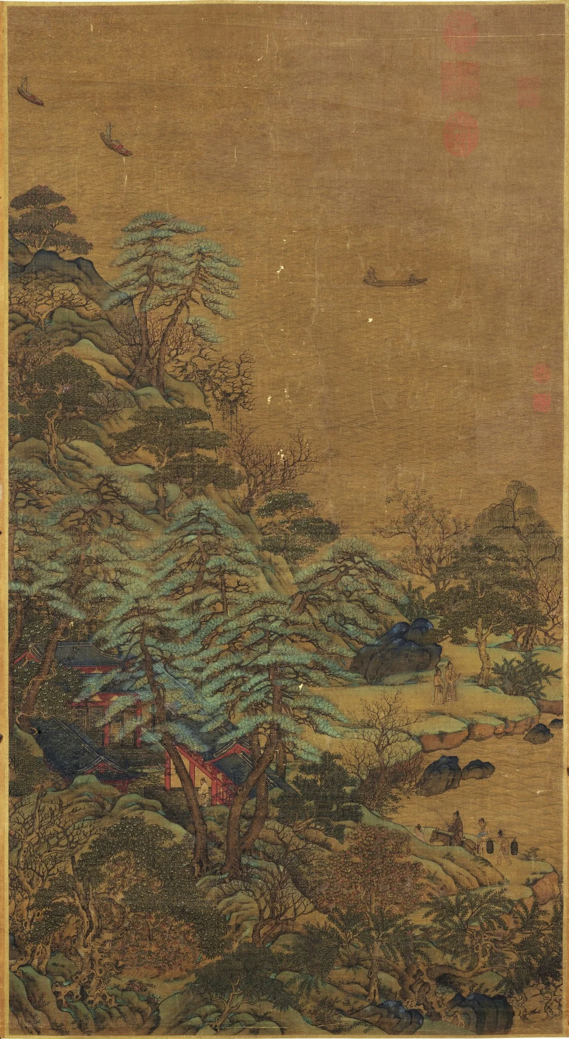 Sailing Boats and a Riverside Mansion, by Li Sixun, unspecified, 750