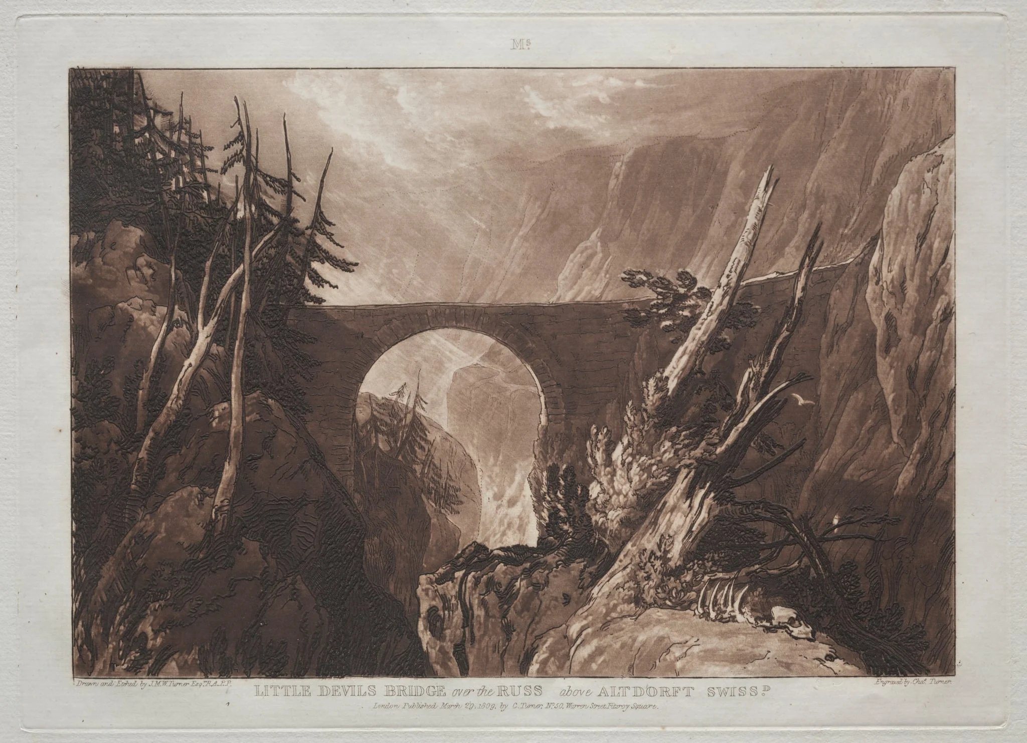 Liber Studiorum:  Little Devil's Bridge over the Russ, above Altdorft, Swiss, by Joseph Mallord William Turner, 1823