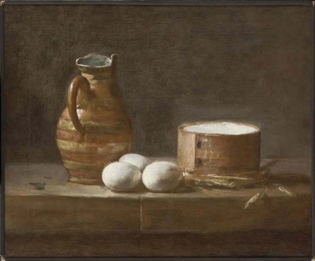 Still Life with Eggs, Cheese, and a Pitcher
