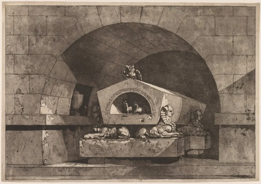Tomb with Sphinxes and an Owl, by Louis Jean Desprez, 1782