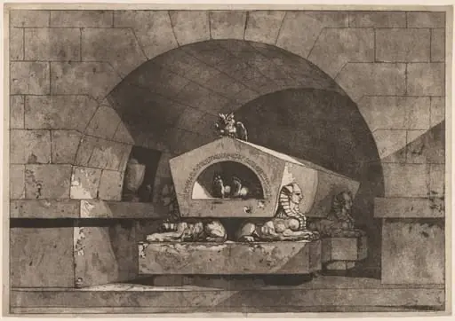Tomb with Sphinxes and an Owl