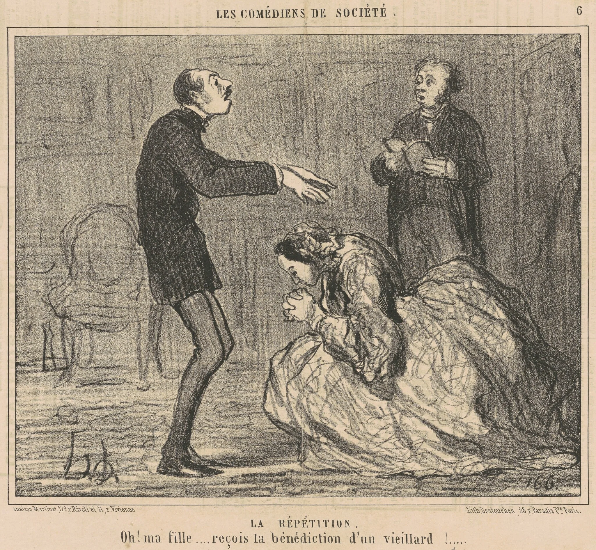 La répétition, by Honoré Daumier, ink, 1858