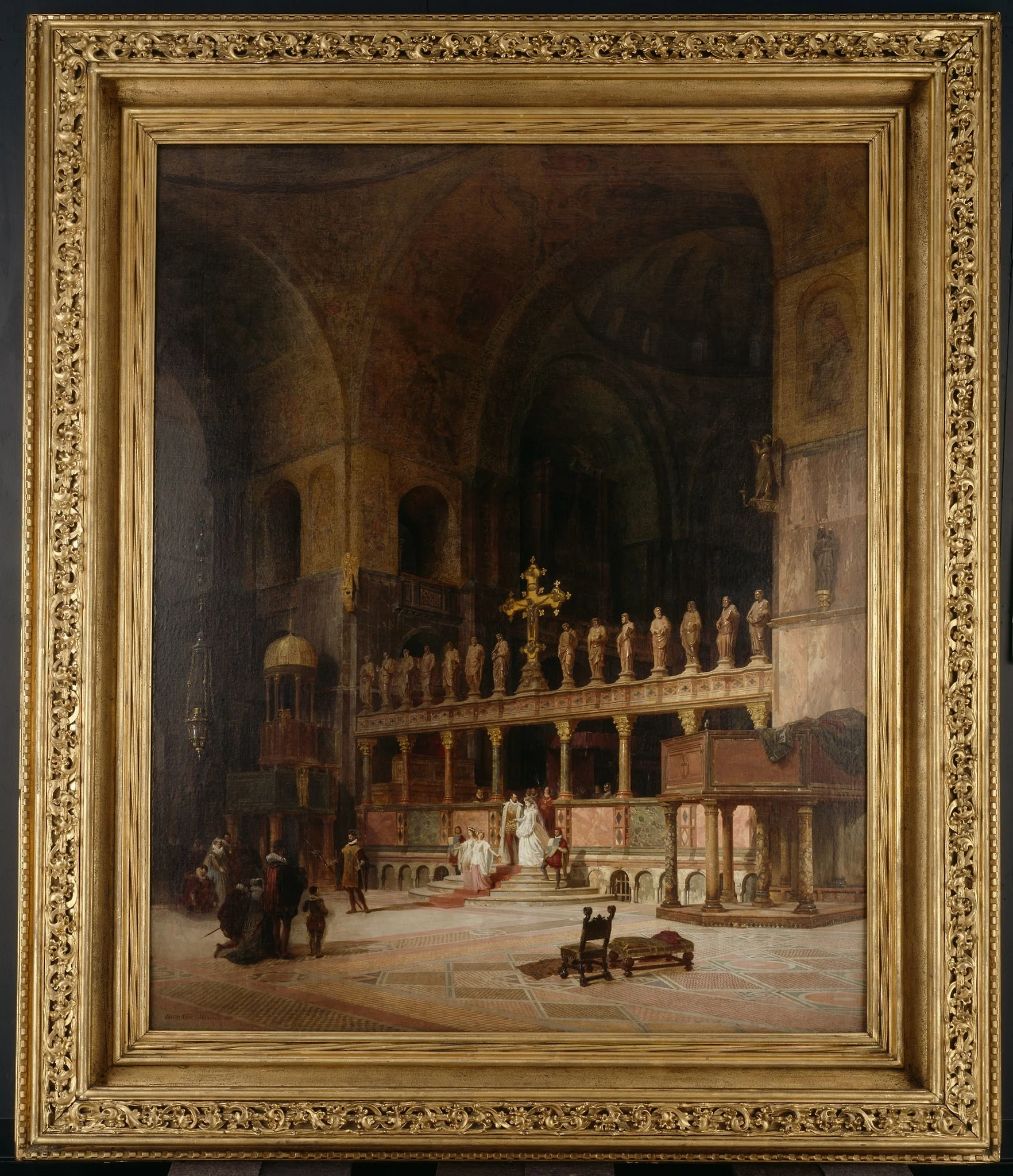 Interior of St. Mark's, Venice, by David Dalhoff Neal, oil, 1869