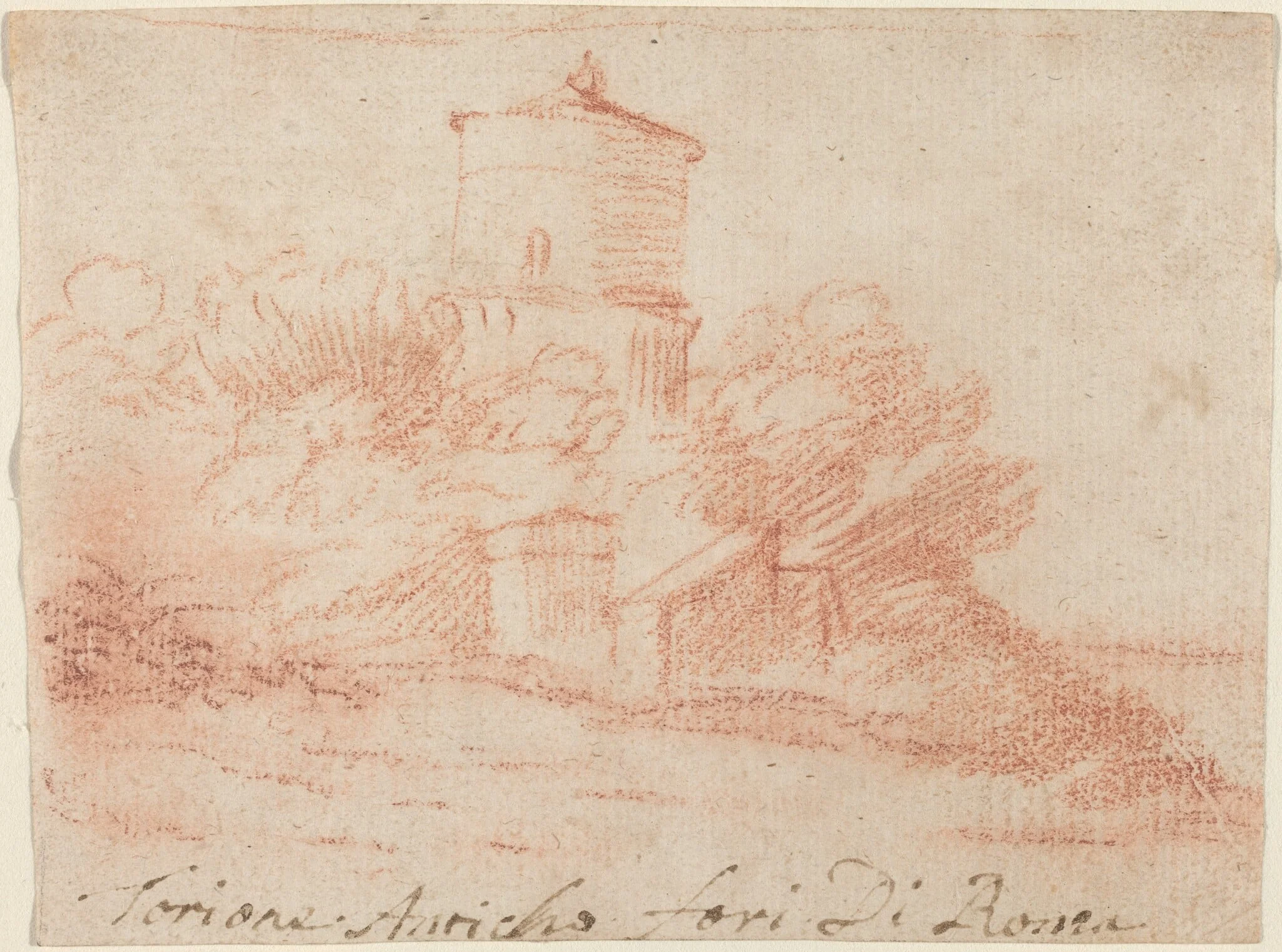 Torione Anticho Fori di Roma, by Claude Lorrain, chalk, 1632