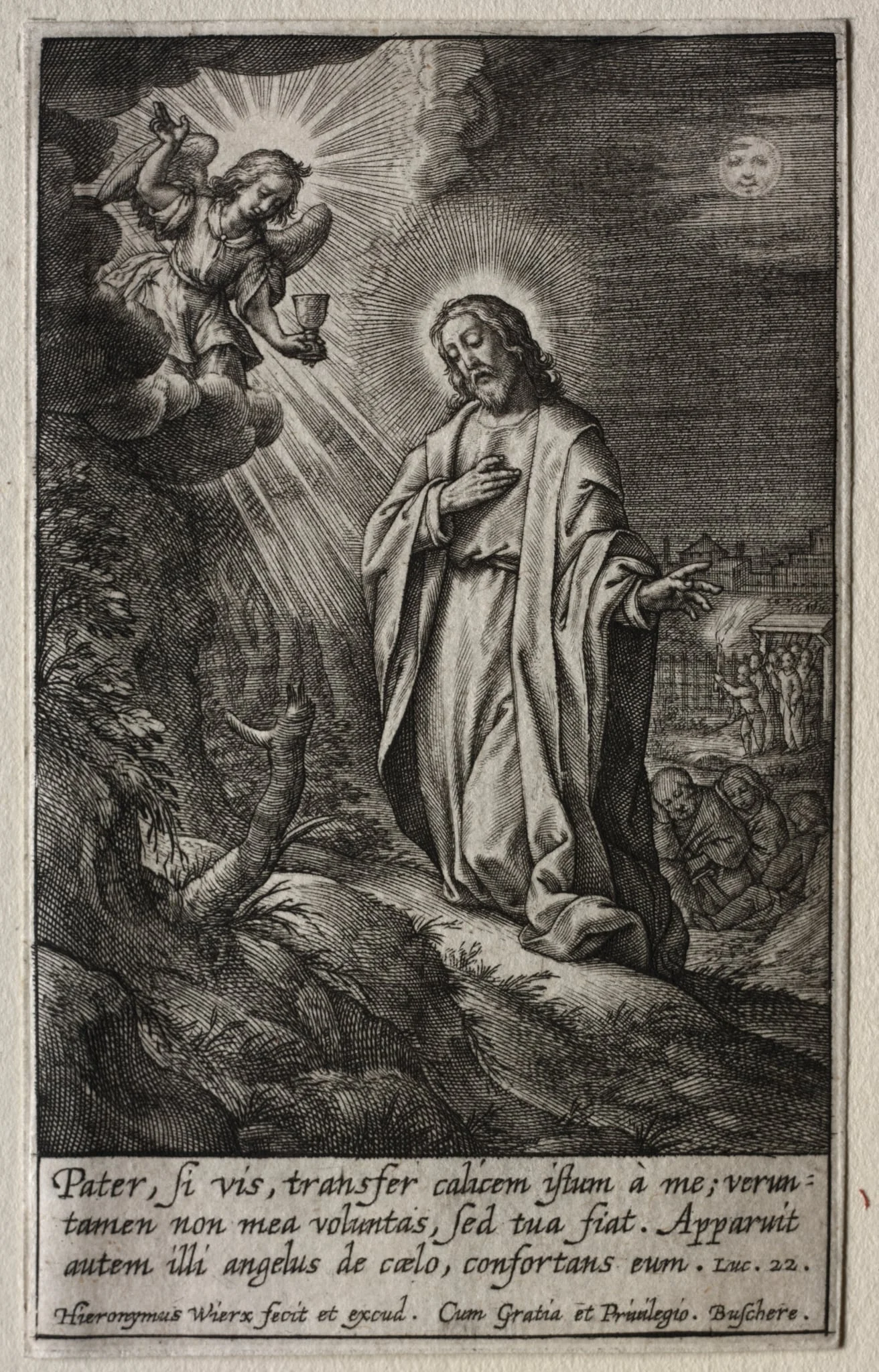 The Passion: The Agony in the Garden, by Hieronymus Wierix, 1619