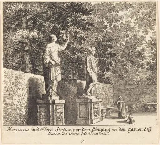 Statues of Mercury and Flora, Gardens of Dukedi Sora, Frascati