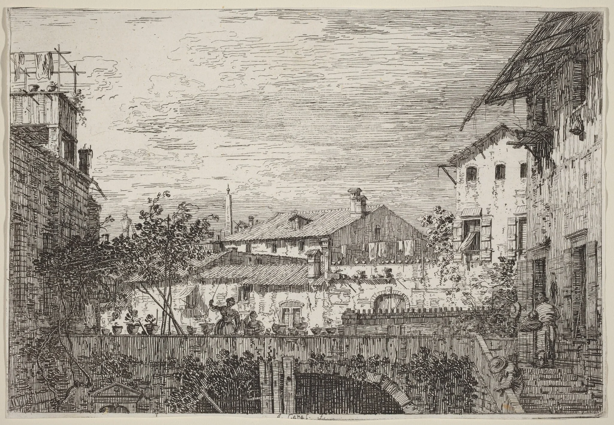 The Terrace, by Canaletto, ink, 1740