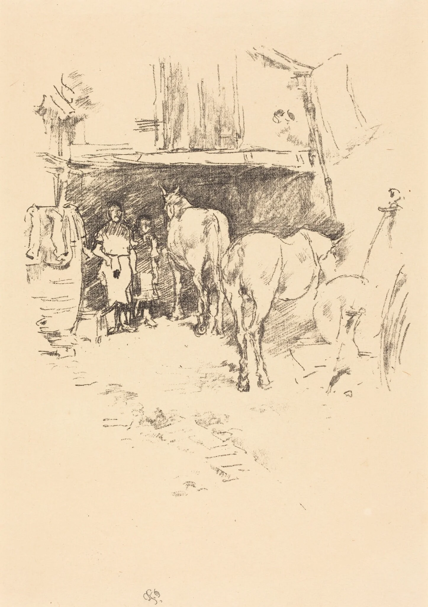 The Smith's Yard, by James McNeill Whistler, ink, 1895