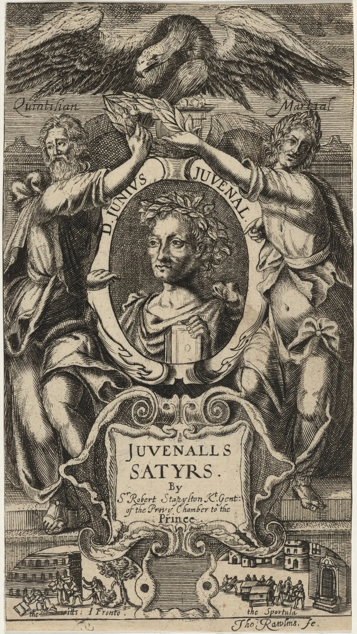 Title Page to Juvenal's Satyrs, by Sir R. Stapleton, by Thomas Rawlins, ink, 1615