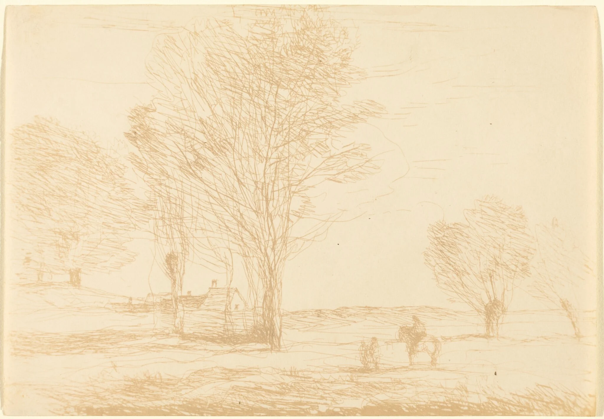 Horseman Halted in the Countryside (Cavalier arrete dans la campagna), by Jean Baptiste Camille Corot, 1874