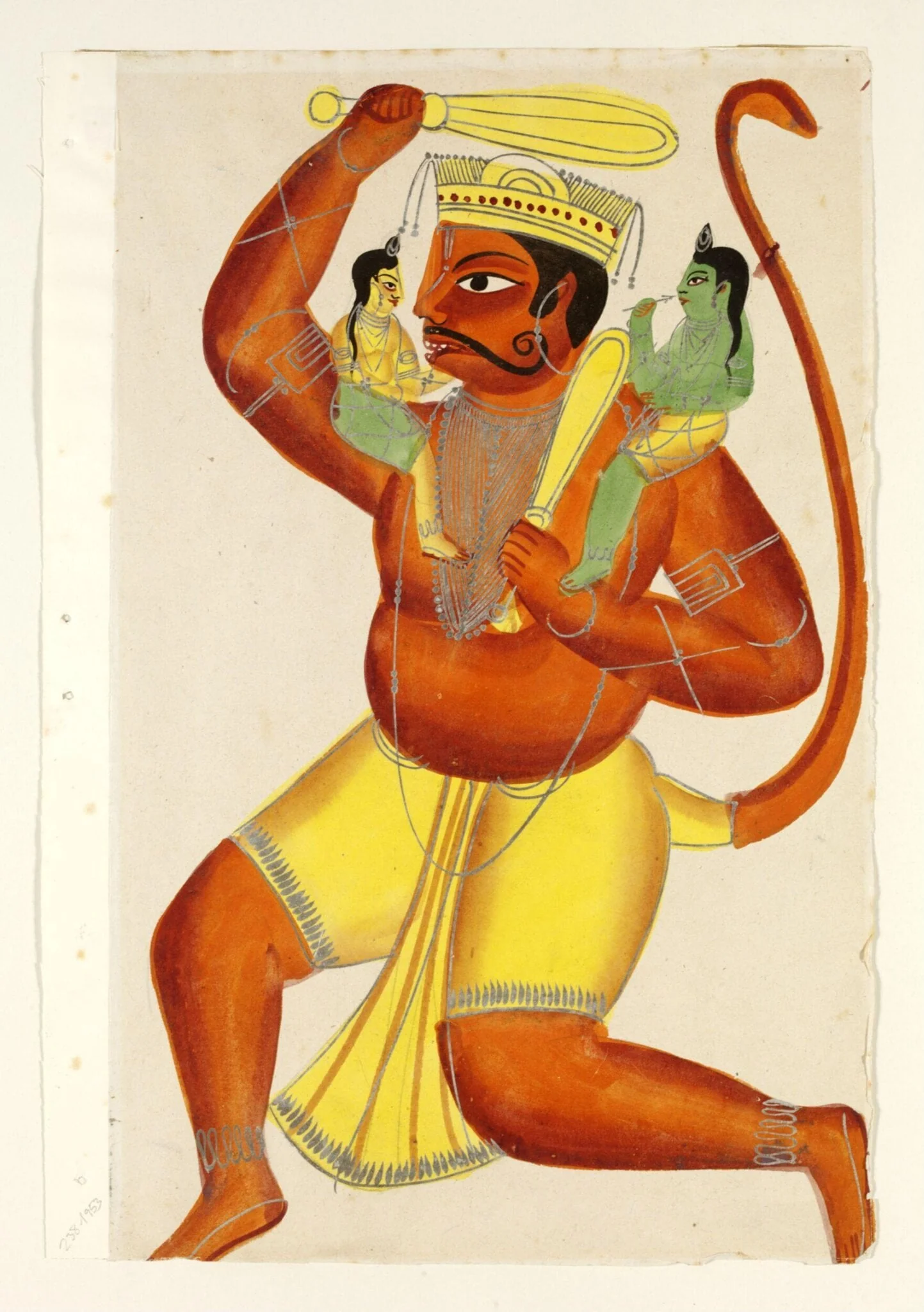 Hanuman, Rama and Lakshmana, by Unknown, paint, 1865