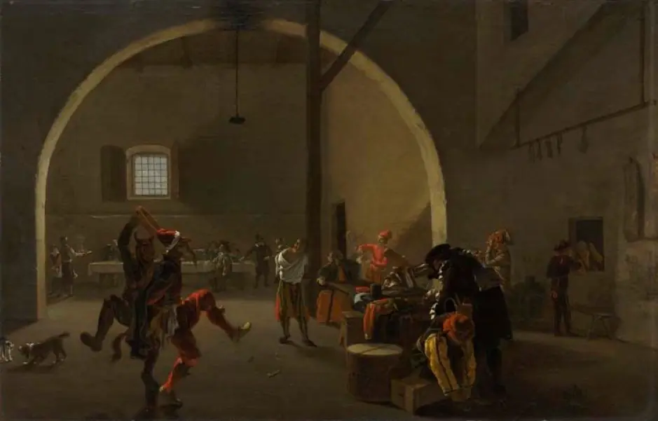 Carnival revellers in a tavern