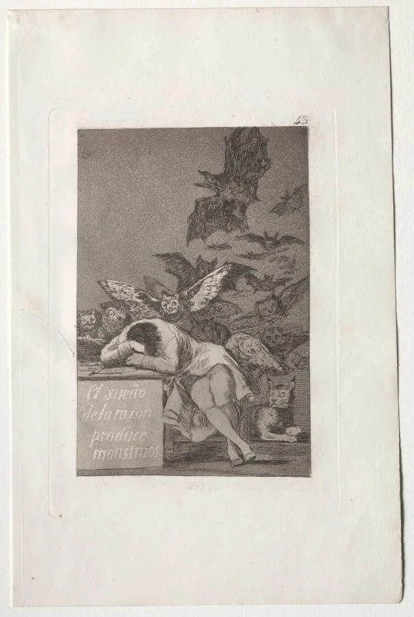 The Sleep of Reason Produces Monsters, Plate 43, by Francisco Goya, 1799