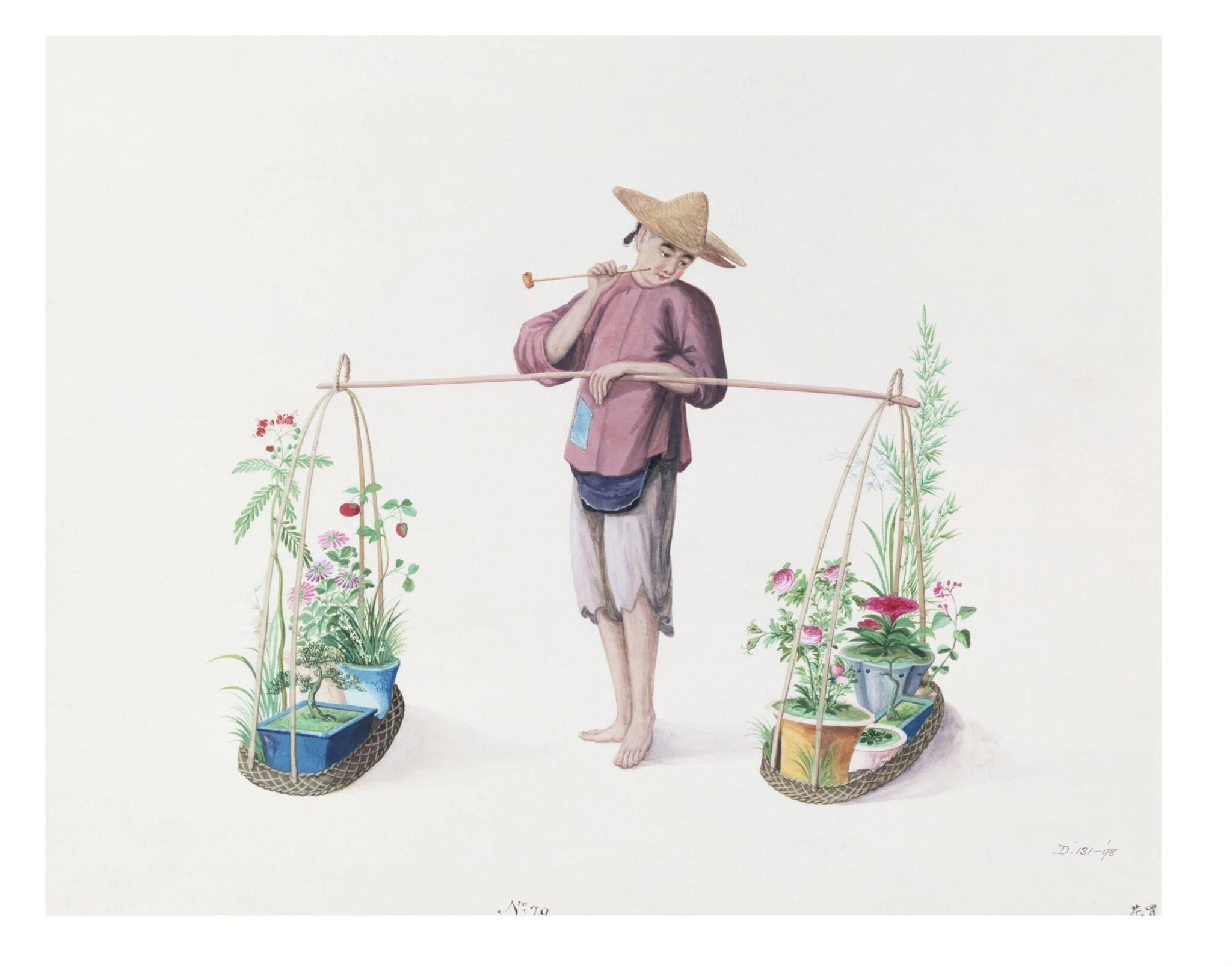 A Florist, by Puqua, paint, 1790