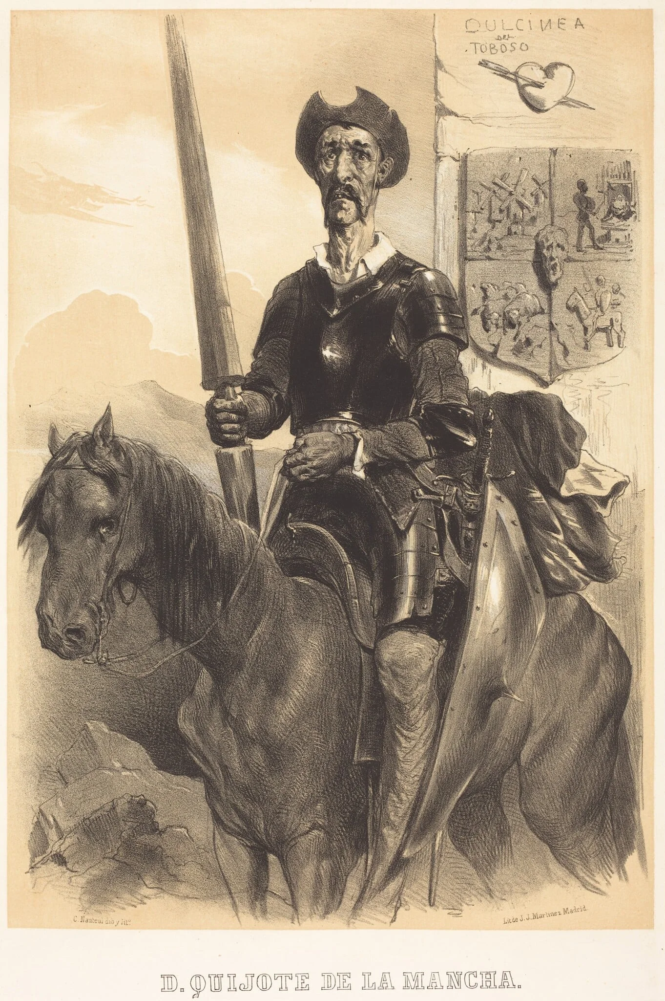Don Quixote de la Mancha, by Célestin Nanteuil, ink, 1855
