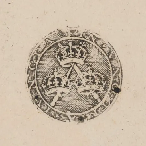 Three Crowns Supported by Two Sceptres [right half]