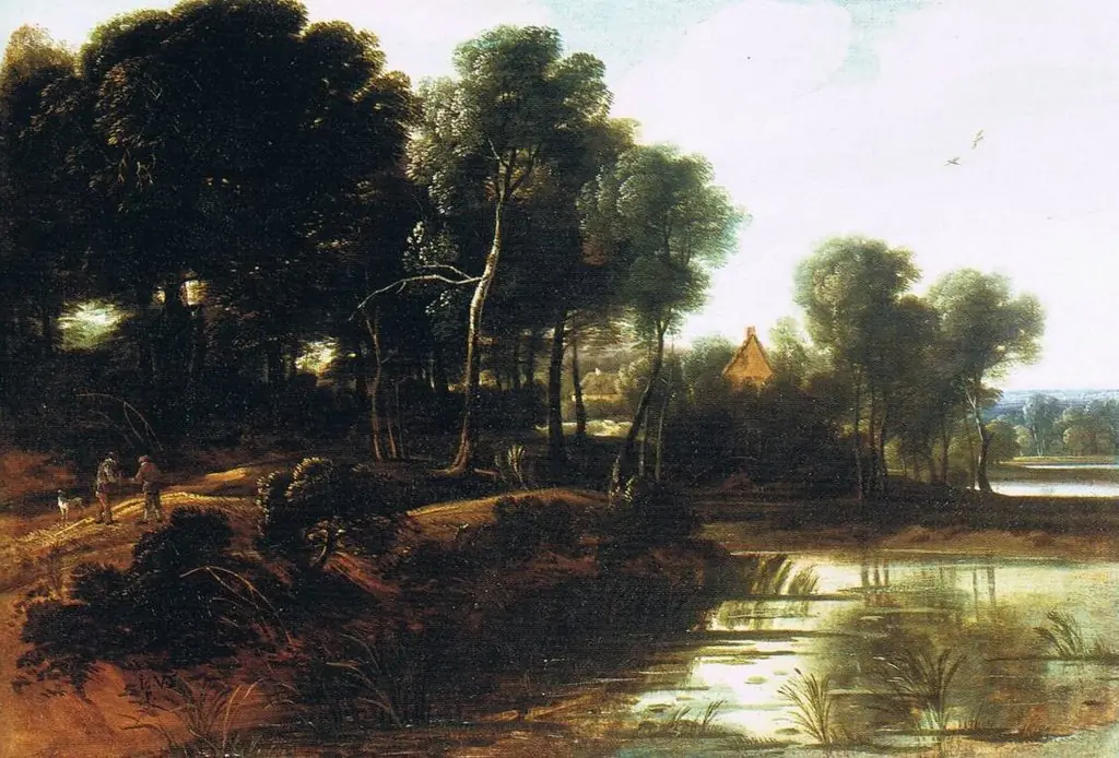 Wooded landscape with a lake