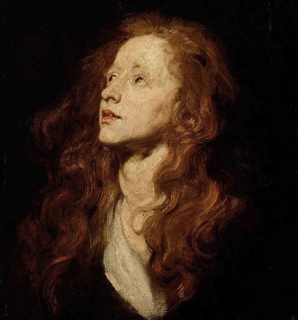 Head study of a woman looking up