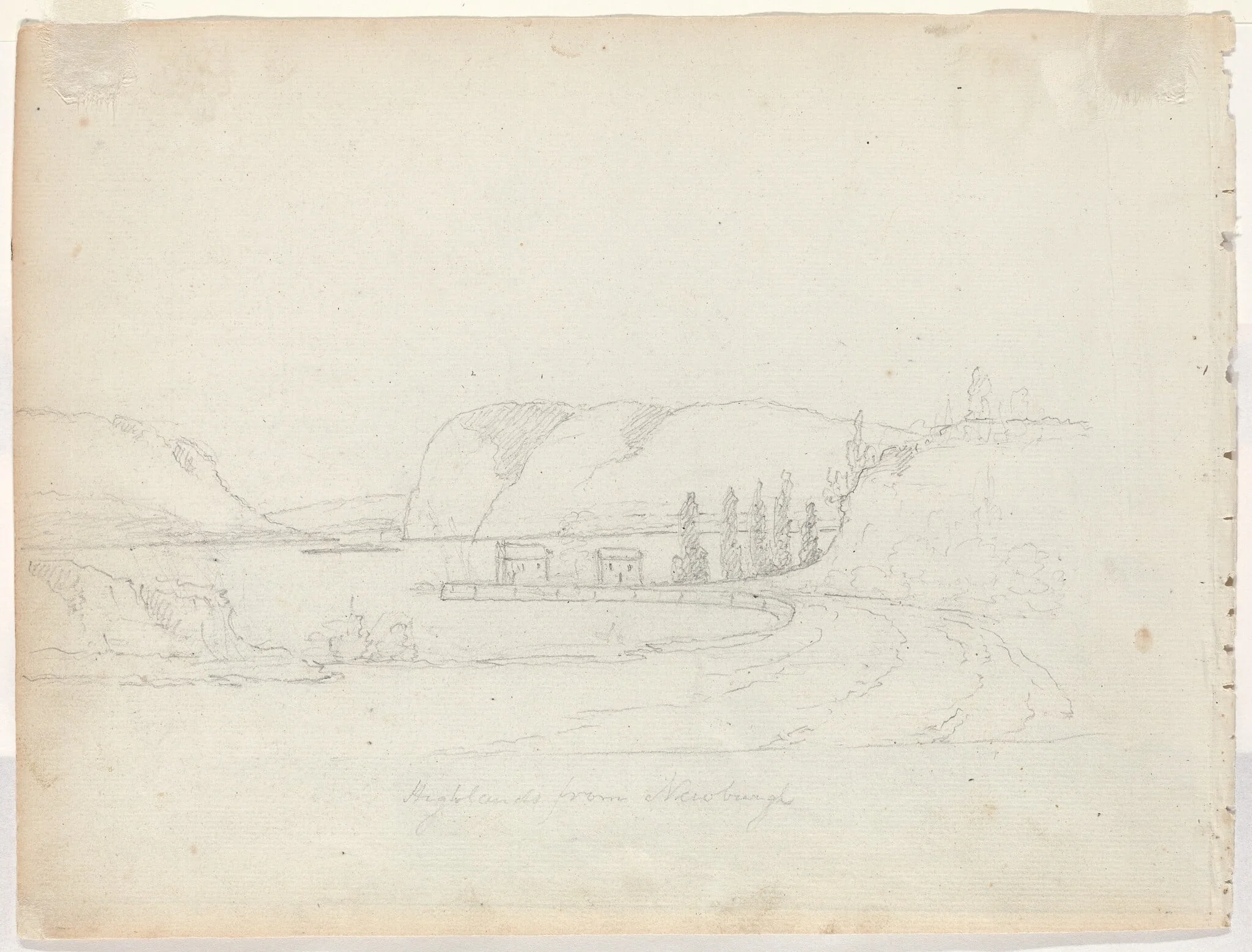 Highlands from Newburgh [verso], by Alexander Robertson, graphite, 1794
