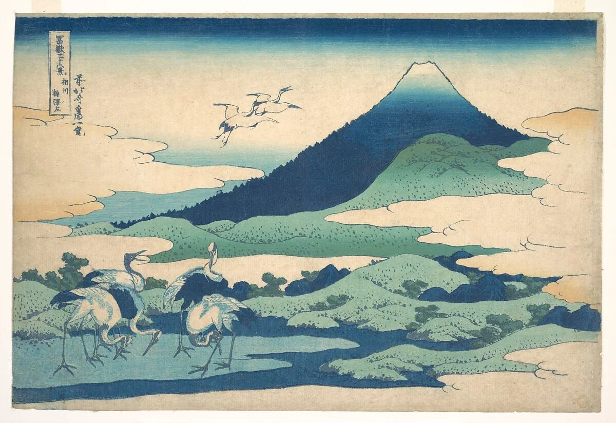 「冨嶽三十六景　相州梅沢左」|“Umezawa Manor in Sagami Province,” from the series Thirty-six Views of Mount Fuji (Fugaku sanjūrokkei, Sōshū Umezawa zai), by Katsushika Hokusai, ink, 1831
