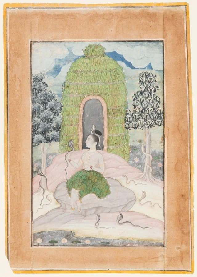 Ascetic Princess with Snakes in a Wilderness: Asavari Ragini, from a Ragamala, by Unknown, unspecified, 1650