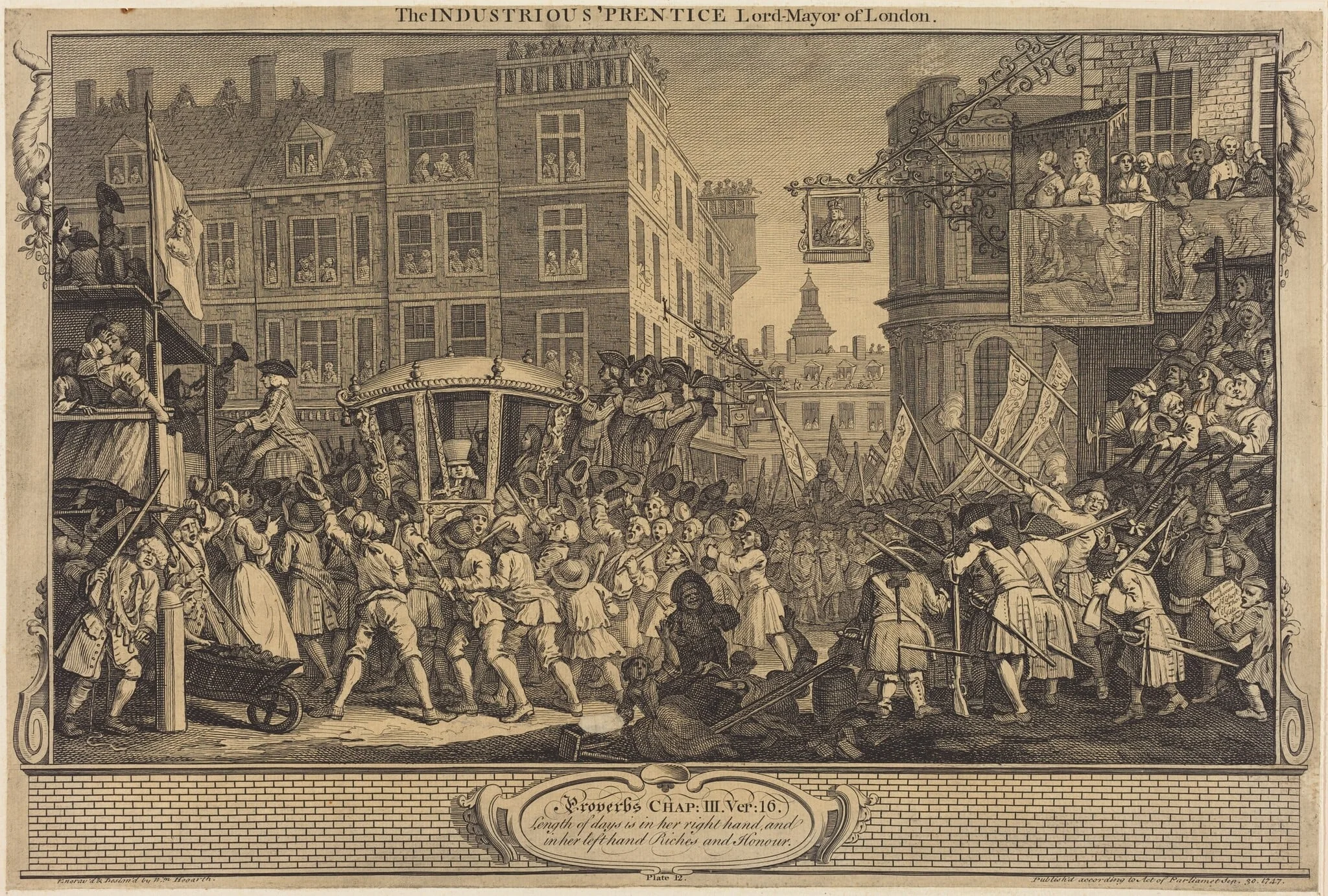 The Industrious 'Prentice Lord-Mayor of London, by William Hogarth, ink, 1747