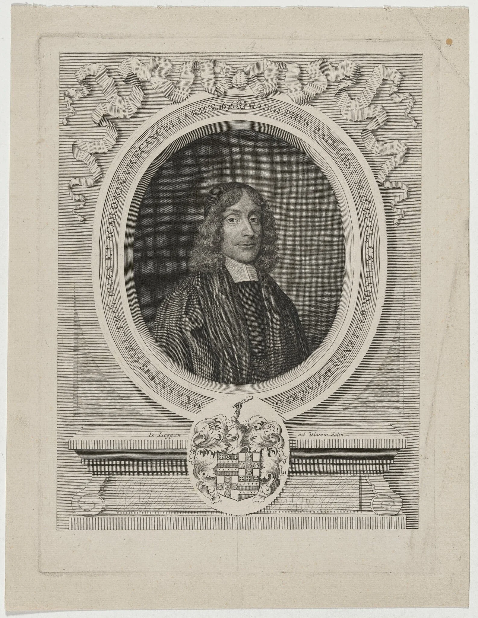 Ralph Bathurst, Dean of Wells, by David Loggan, ink, 1679