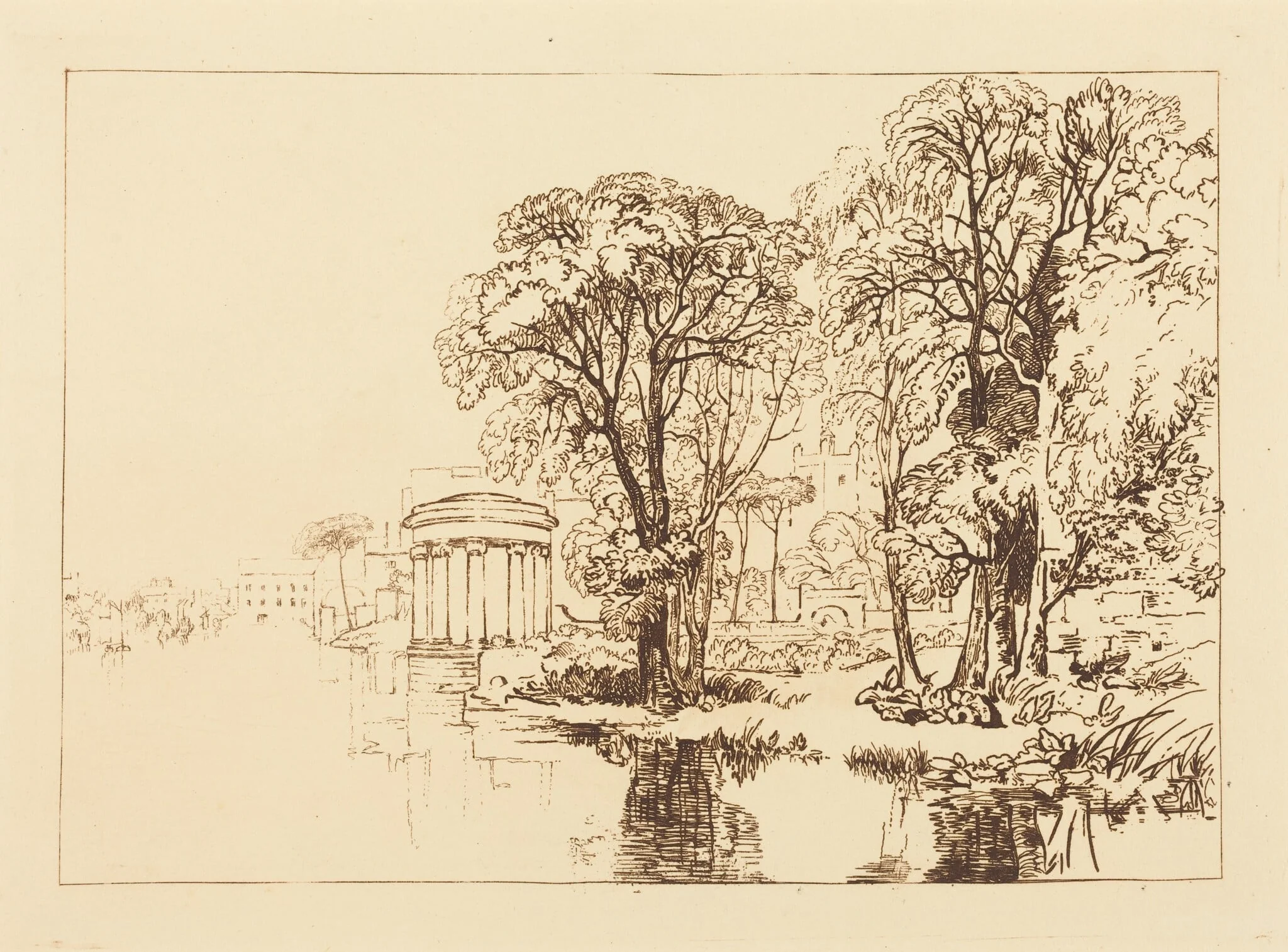 Isleworth, by Joseph Mallord William Turner, ink, 1819