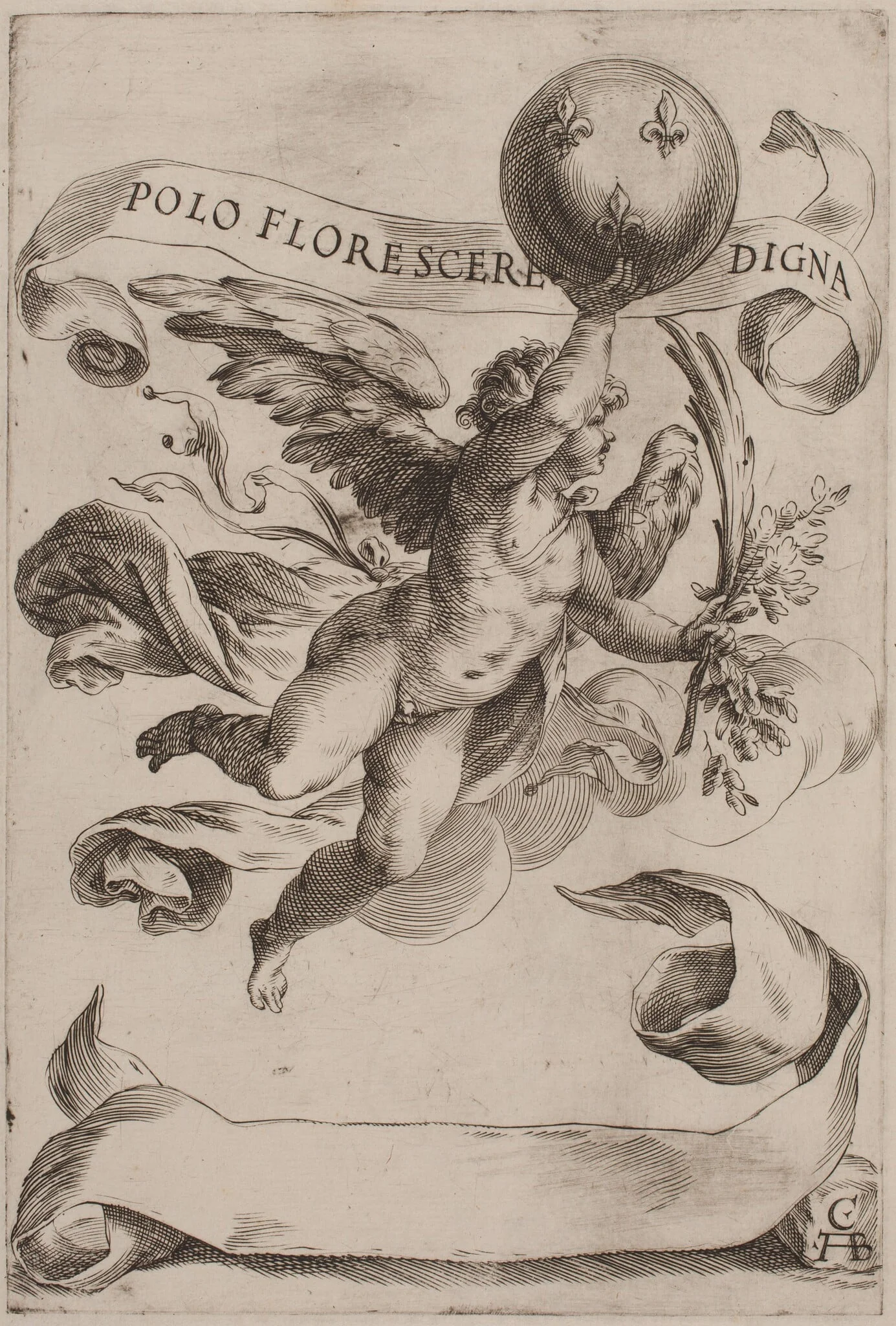 Genius with the Medici Coat-of-Arms, by Cherubino Alberti, ink, 1605