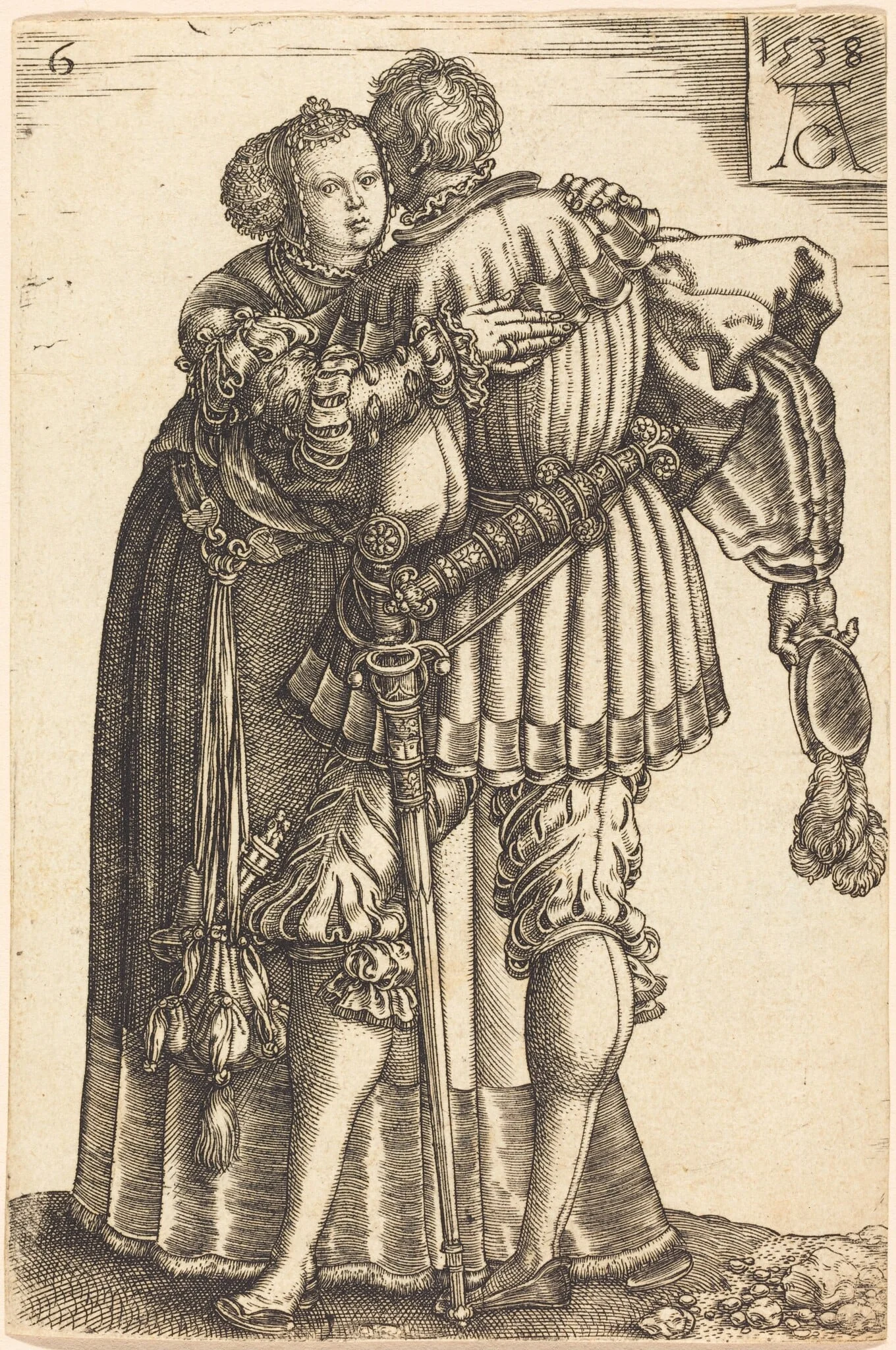 Large Wedding Dancers, by Heinrich Aldegrever, ink, 1538
