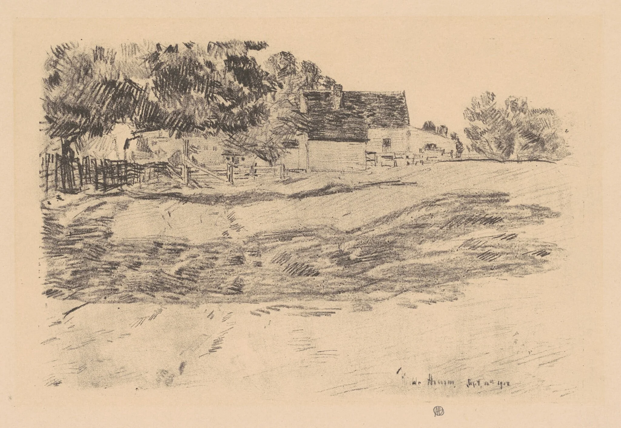 Afternoon Shadows, by Childe Hassam, ink, 1918