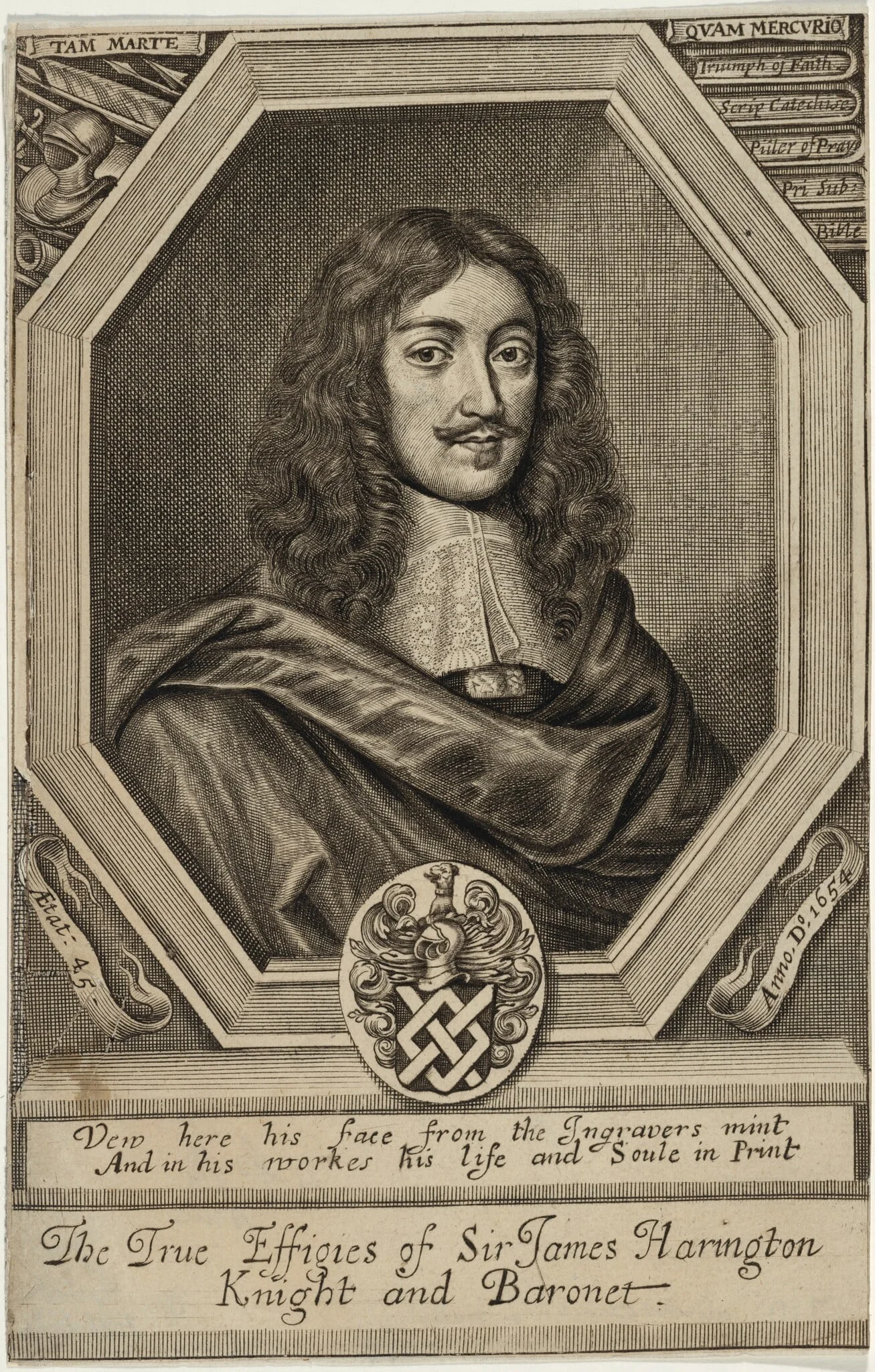 Sir James Harrington, Bart., by William Faithorne, ink, 1682