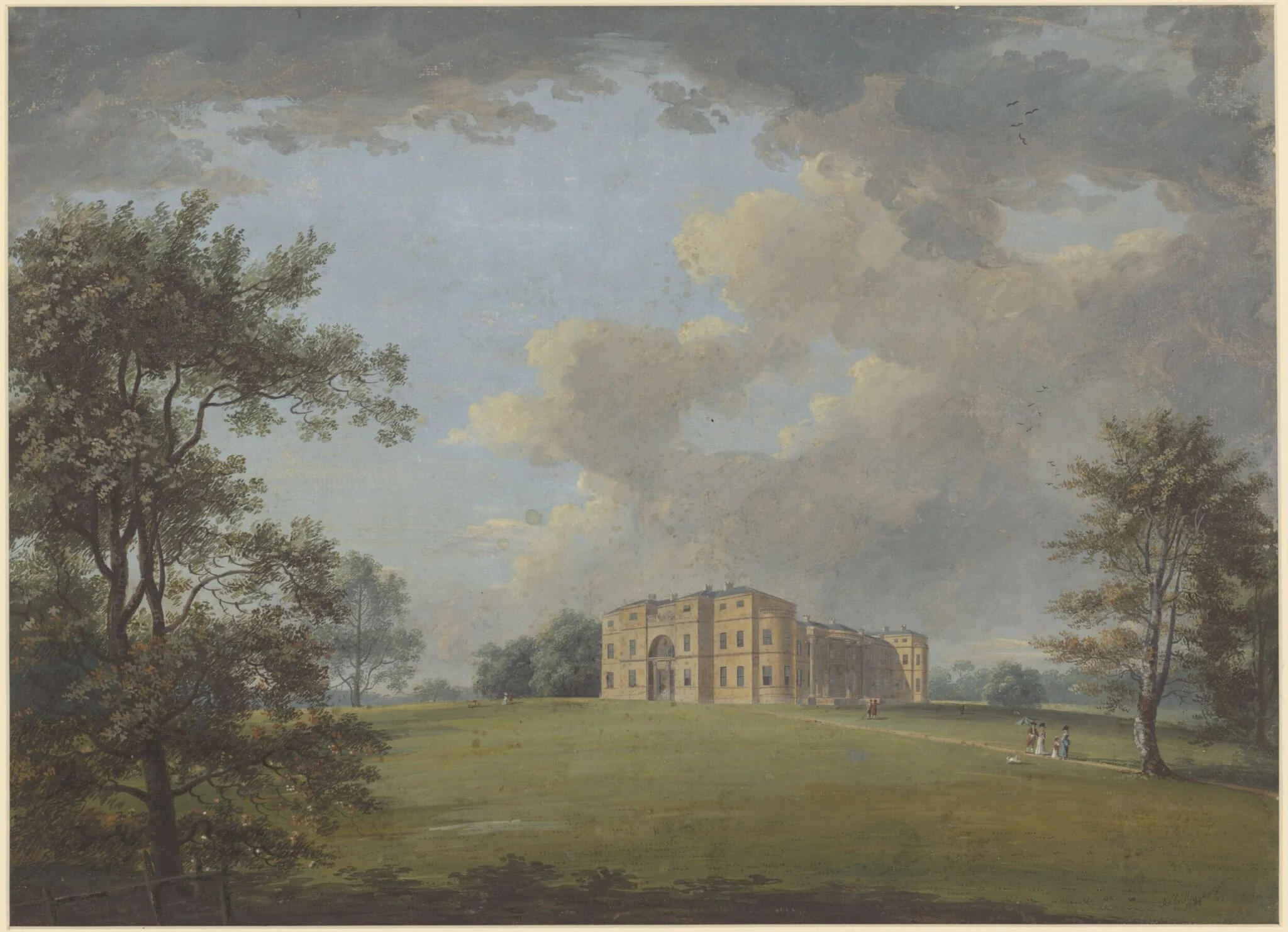Luton Park (or Luton Hoo), Bedfordshire, from the South, by Callander, watercolor, 1783