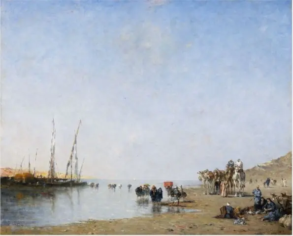 An Arab Caravan Resting near the Shore