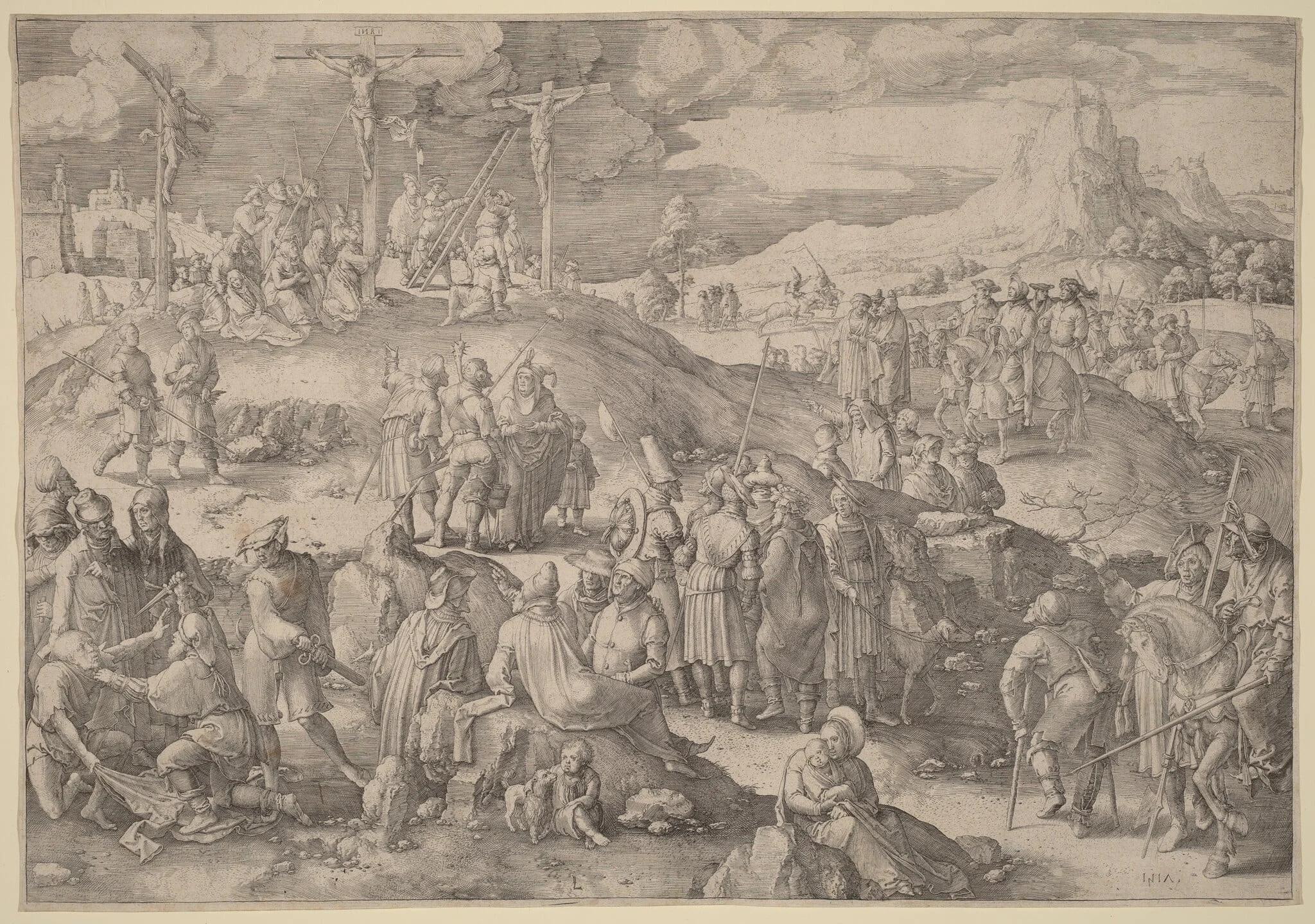 Golgotha, by Lucas van Leyden, ink, 1517