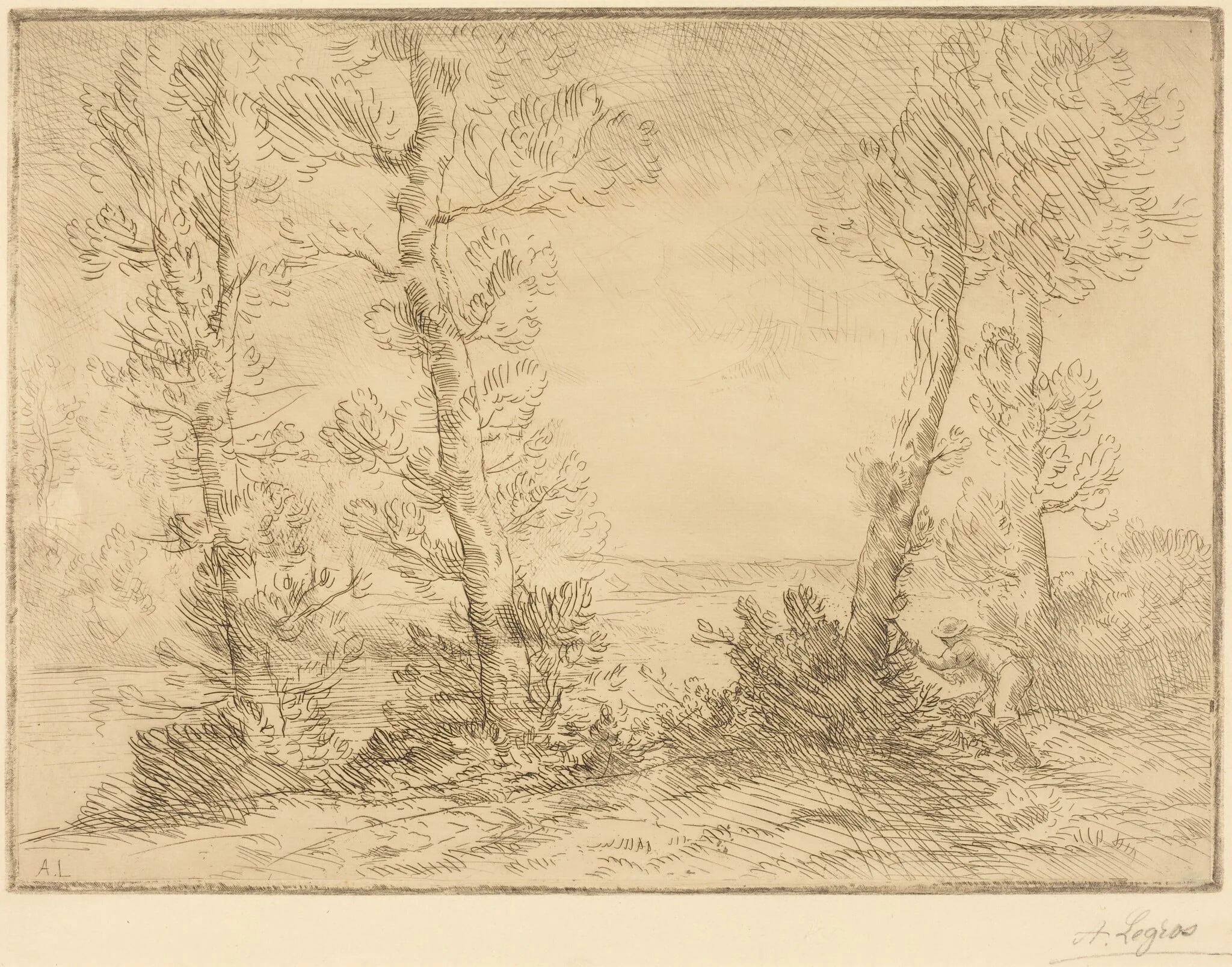 Salmon Fisher (Le pecheur du saumon), by Alphonse Legros, ink, 1874