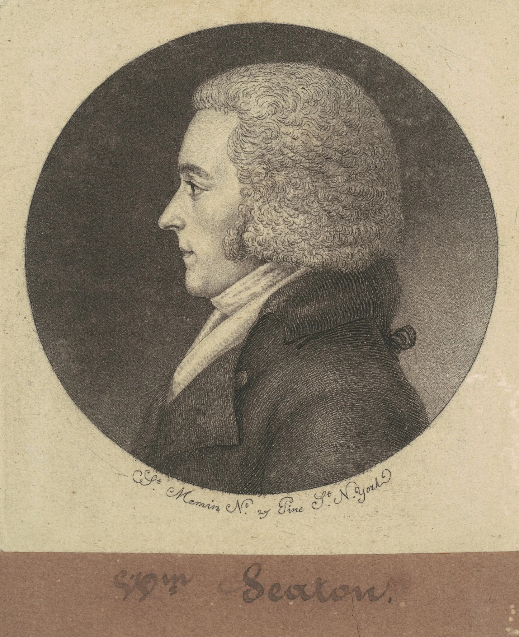 William Seton, by Charles Balthazar Julien Févret de Saint-Mémin, ink, 1797