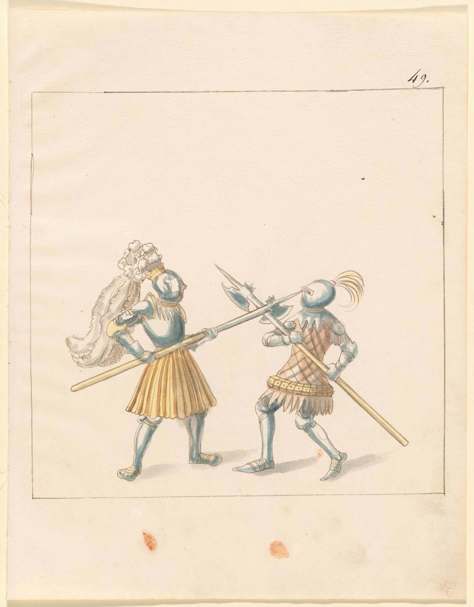 Foot Combat with Halberds, by German 16th Century, ink, 1514