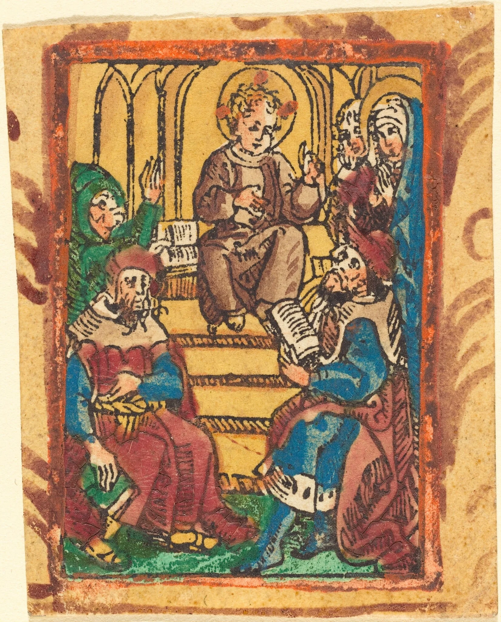 The Twelve Year Old Jesus in the Temple, by German 15th Century, ink, 1495
