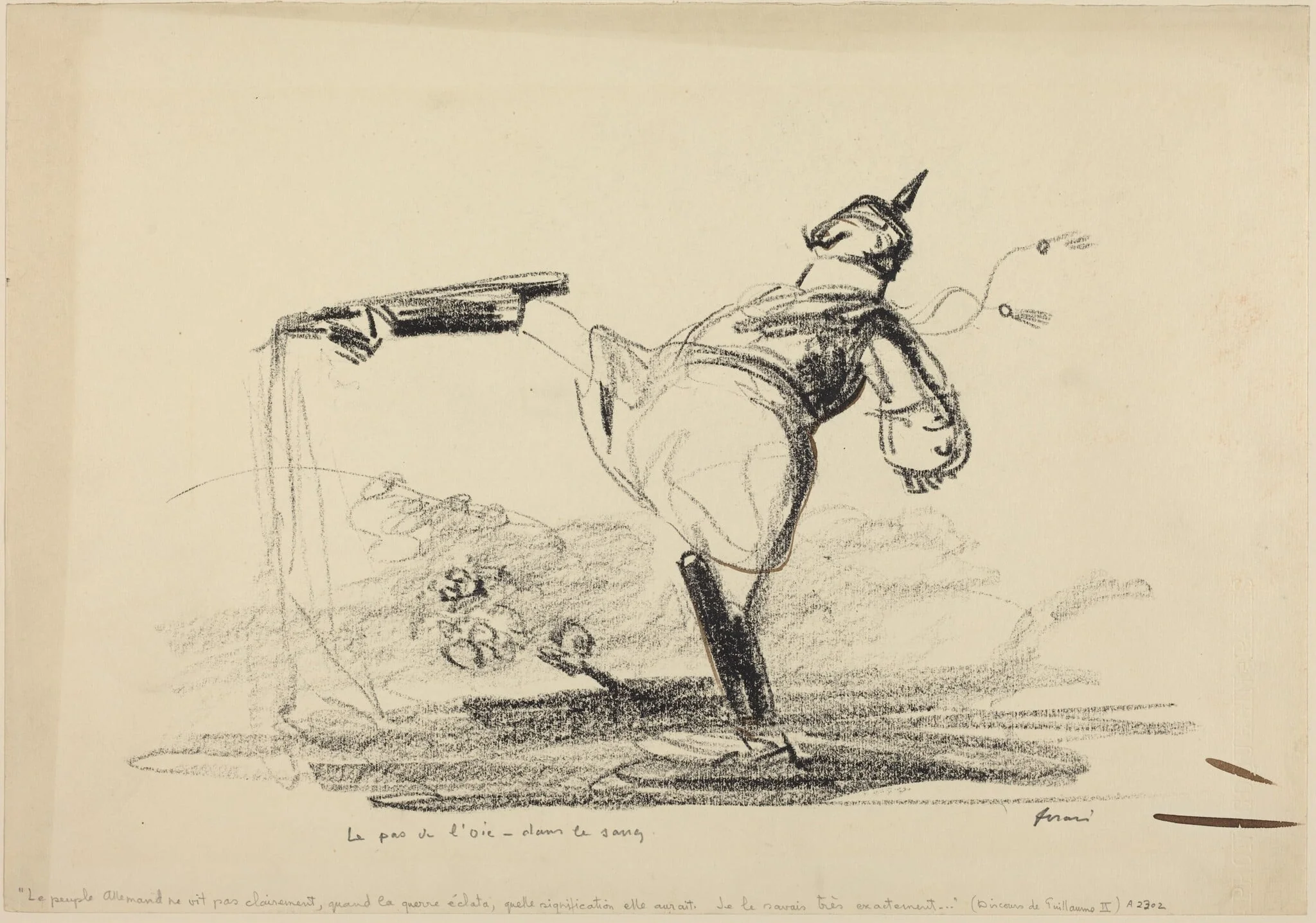 Le pas de l'oie - dans le sang, by Jean-Louis Forain, ink, 1916