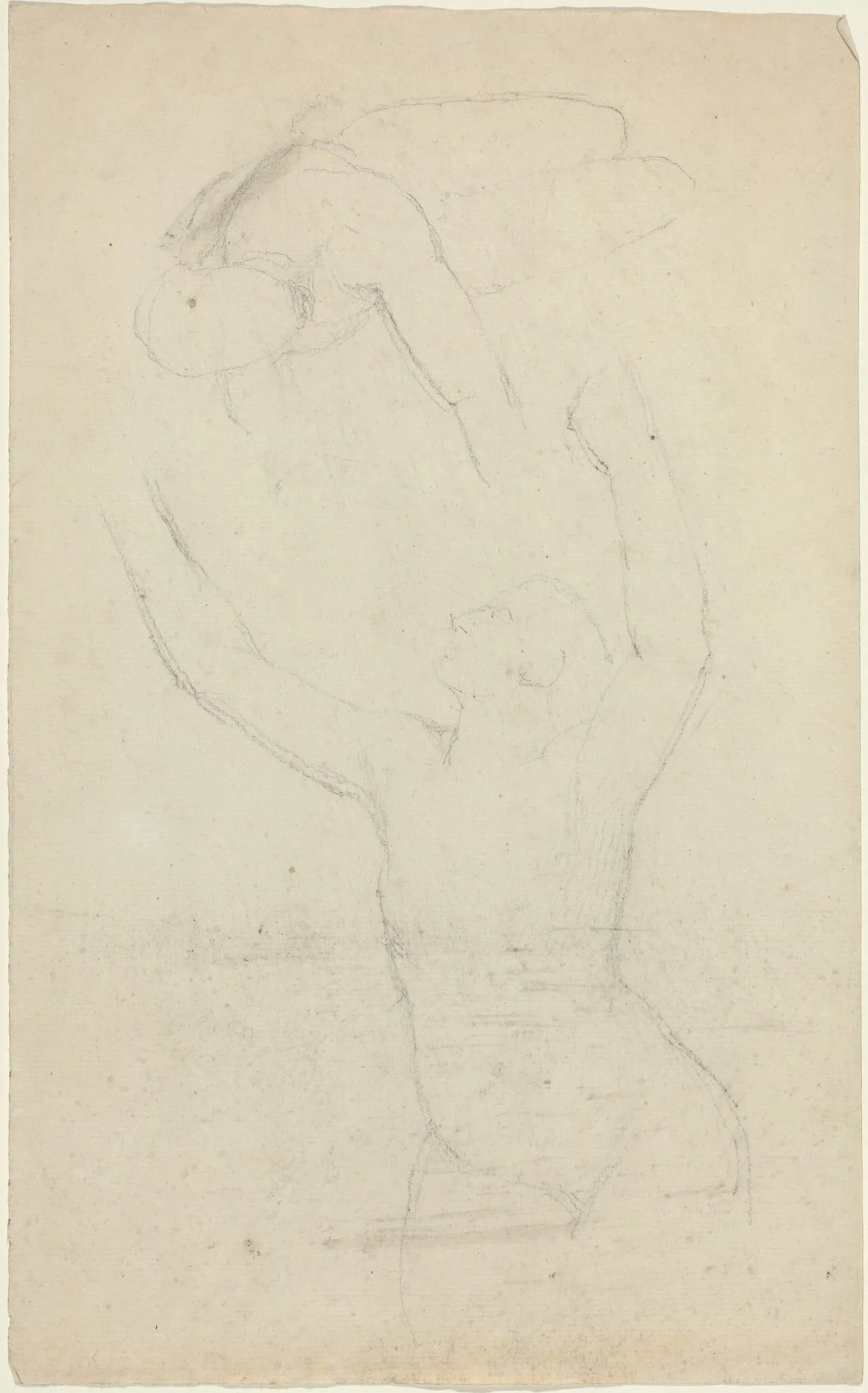 Two Airborne? Figures Reaching out to One Another, by John Flaxman, graphite, 1790