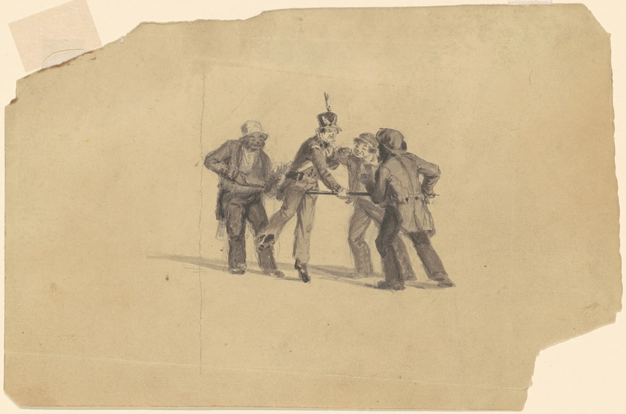 Study for "Militia Training" [recto], by James Goodwyn Clonney, graphite, 1841
