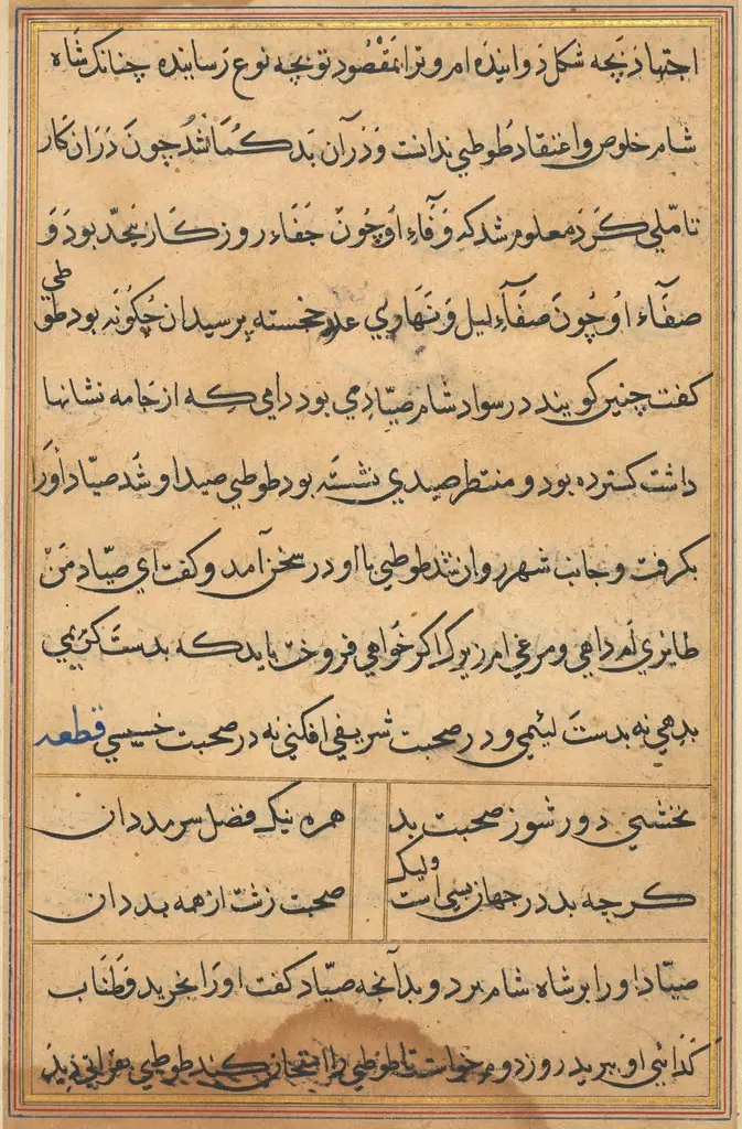 Page from Tales of a Parrot (Tuti-nama): text page