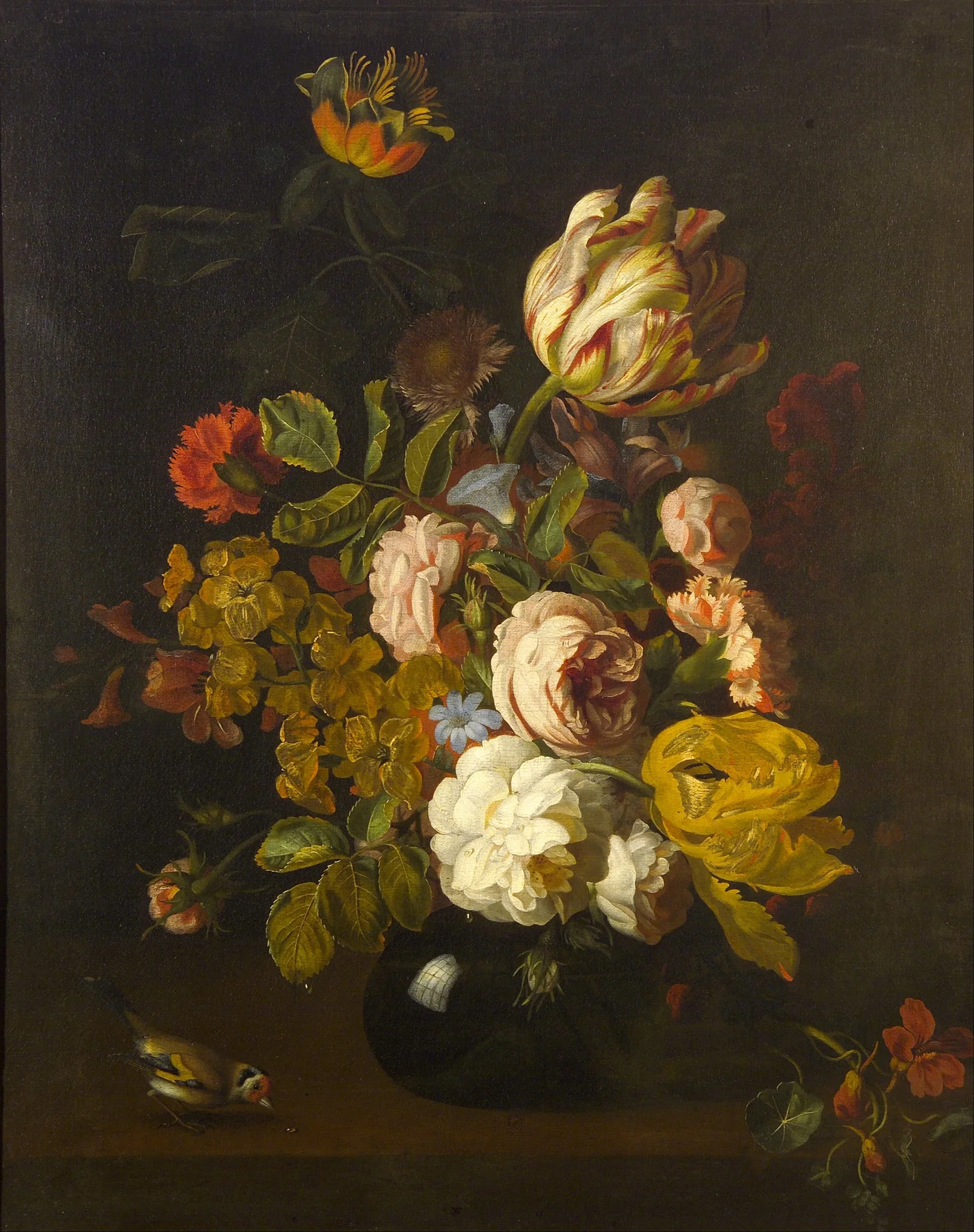 Still-Life with Flowers, by Tobias Stranover, oil, 1700