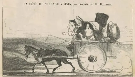 A la campagne, pas de grèves de cochers ... (recto); Villageois économes se contentant ... (verso)