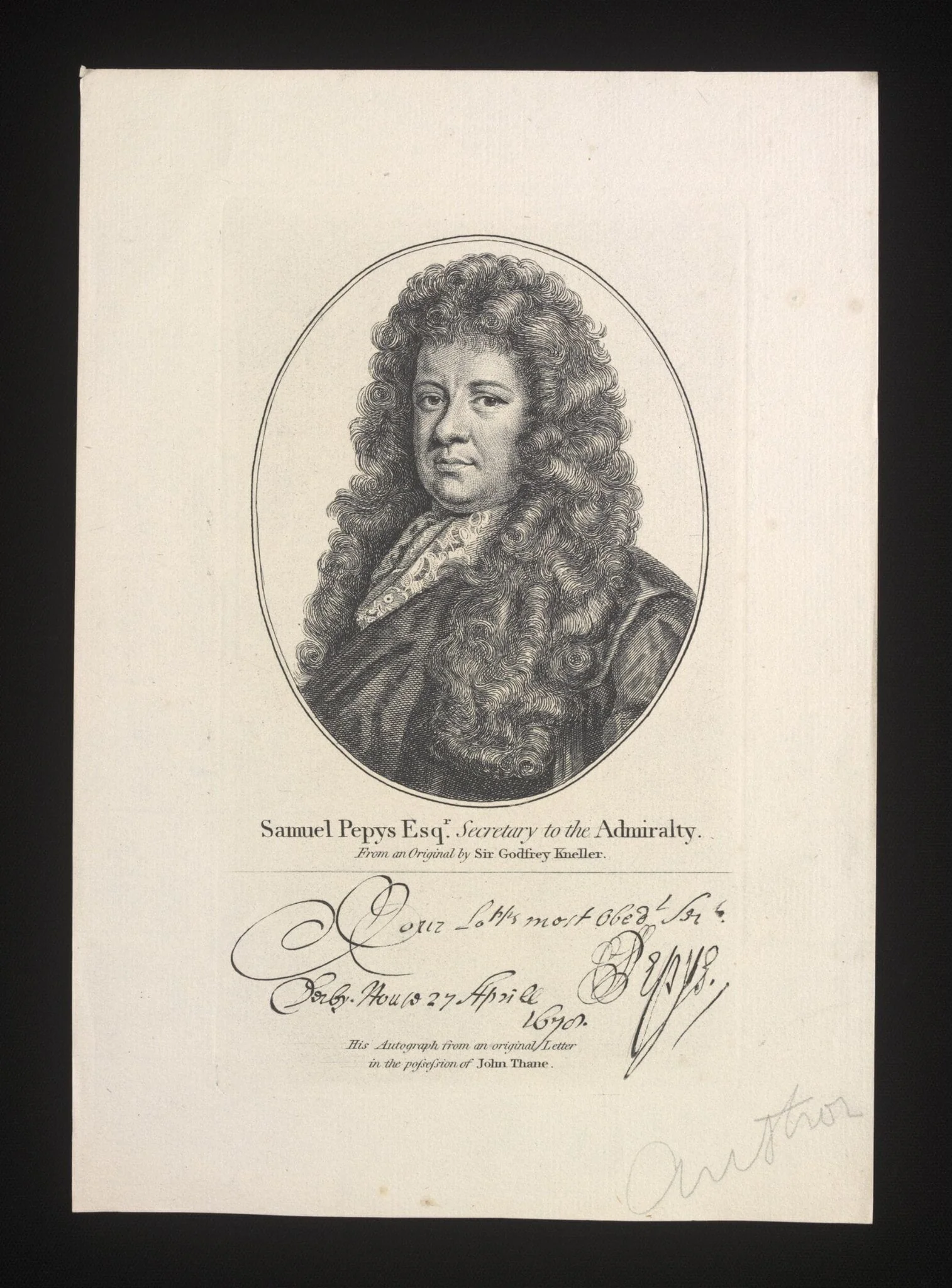 Samuel Pepys Esq, by Unknown, 1750