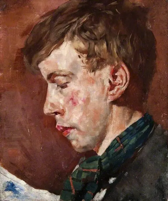 Man's Head with a Tartan Scarf