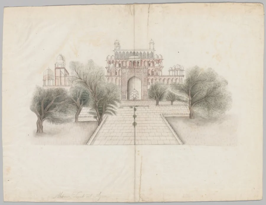 The Mausoleum of Akbar at Secundrabad, by Unknown, 1804